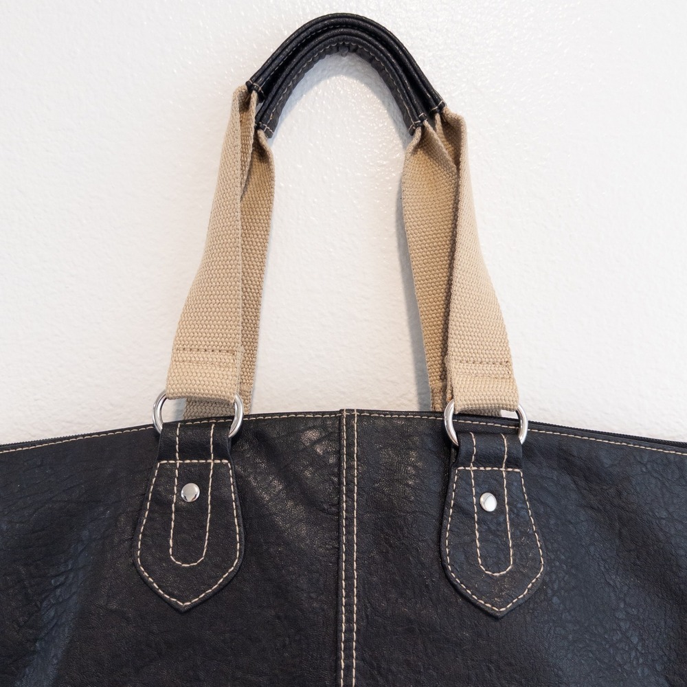 American Eagle Tote Bag Womens OS Black Faux Leather Slouchy Hobo Shoulder Bag - Picture 9 of 13